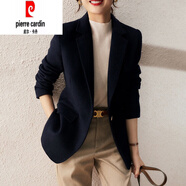 皮爾卡丹（pierre cardin）輕奢高端感毛呢子西裝外套女2025春秋新款加厚氣質黑色休 藏青色 S