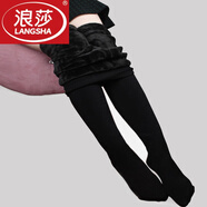 浪莎（LangSha）打底褲襪外穿秋冬天加絨加厚款女高腰踩腳連褲襪保暖棉褲光腿神器 黑色連褲襪（300克加絨中厚） 1條