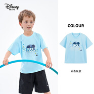 迪士尼兒童T恤【順豐包郵】25夏季新款兒童速干半袖中大童男女圓領(lǐng)衫 米奇玩家（天藍） 薄款 110
