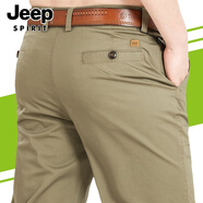 JEEP SPIRIT吉普休閑褲男商務休閑直筒簡約男褲春夏微彈棉質(zhì)舒適休閑褲子608B 卡其色 33
