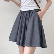 KAHTOP2025夏新款運動(dòng)短褲女褲高腰a字黑色休閑褲裙百褶裙褲YYR 深灰 S 【80-95斤】