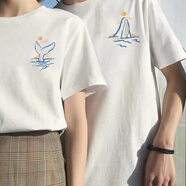 森馬一男一女情侶裝夏裝短袖T恤情侶新款潮流小眾設(shè)計(jì)感 06[棉]海豚系列兩件裝白 3XL