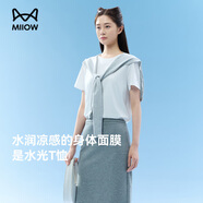 貓人（MiiOW）【新品水光T恤】女士液氨100%純棉圓領(lǐng)休閑運動風(fēng)打底衫