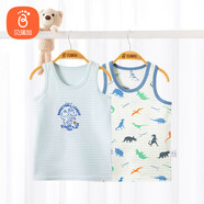 貝瑞加（Babyprints）兒童背心2件裝夏季無(wú)袖上衣純棉男童背心輕薄透氣護(hù)肚 恐龍120