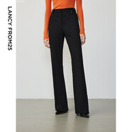 朗姿復古通勤高彈喇叭褲西褲冬季新款職業(yè)氣質(zhì)高腰女士西裝褲長(cháng)褲 黑色加絨 M