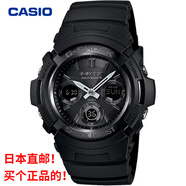 卡西歐【日本直郵】卡西歐CASIO手表AWG-M100海外版黑色藍(lán)色男式腕表 【全黑】AWG-M100B-1A 日本直郵