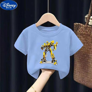 迪士尼（Disney）火箭夏季日系童裝汗衫兒童半袖透氣寶寶上衣男童T恤短袖吸汗速干 大黃蜂淺藍 110 cm(建議30-40斤)