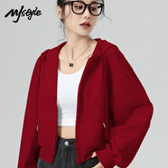 MJ STYLE插肩袖紅色過年衣服女2025新款秋季寬松短款小個子連帽外套開衫