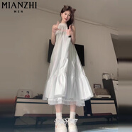 棉致法式藍(lán)色掛脖吊帶連衣裙女夏季2025新款小個子海邊度假氣質(zhì)長裙 165藍(lán)色【高品質(zhì)42.5】 M 90-100斤