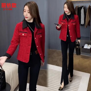 麗依歆小香風(fēng)短款毛呢外套女2025春秋款顯瘦洋氣小個(gè)子時(shí)尚氣質(zhì)毛呢風(fēng)衣 紅色 L （建議100-110斤）
