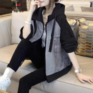 AEMAPEda碼秋季2025新款牛仔外套女春秋款衛衣開(kāi)衫胖女士洋氣上衣 圖片色 2XL 建議140-155斤