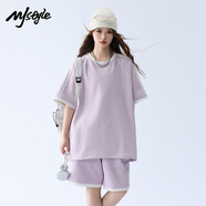 MJ STYLE短袖短褲套裝女2025夏季女裝新款潮流運動(dòng)休閑家居服套裝t恤褲子