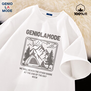 GENIOLAMODE[敖瑞鵬代言]t恤男士純棉夏季圓領(lǐng)青年短袖男士體恤衫 白色 L