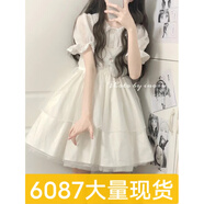 待婉可愛輕lo洛麗塔現(xiàn)貨公主甜美初戀裙純欲白色連衣裙仙女Lolita洋裝 連衣裙 M