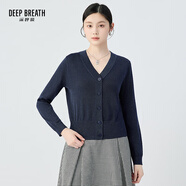 深呼吸DEEP BREATH女裝V領天絲三醋酸蔥紗針織開衫女A400713 午夜藍 S (2)