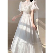 XCFREHT優(yōu)雅高貴白色OP花嫁甜美清新泡泡袖洛麗塔洋裝連衣裙 白色【優(yōu)雅高貴公主裙】萬(wàn)睿精選 M 【關(guān)注店鋪送小禮物】