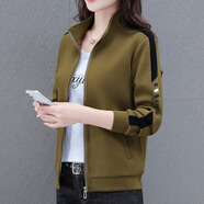 婉玫（wonnmey）開(kāi)衫衛衣外套女春秋裝短款2025新款小個(gè)子休閑立領(lǐng)上衣夾克棒 橄欖綠 M (適合80-95斤)