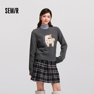 森馬（Semir）毛衣女提花衣服趣味潮流2024冬季圓領(lǐng)正肩毛衫甜酷風(fēng)109724107008