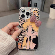 遨空ins豹紋美少女水冰月iphone15/14promax蘋(píng)果16手機殼13硅膠14全包12防摔xxr可愛(ài)15pro卡通78plus女 托臉豹紋水冰月+粉色水鉆蝴蝶結 iPhone 6s Plus