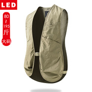 LED夏季釣魚(yú)馬甲薄工裝男女可穿中性風(fēng)戶(hù)外坎肩可定制LOGO團(tuán)隊(duì)工作服 卡其 L 建議131-145斤