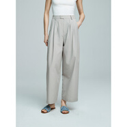 初棉空氣微皺松弛微錐闊腿褲女 25春夏哈倫褲高腰立體廓形九分褲 鯨云灰 M