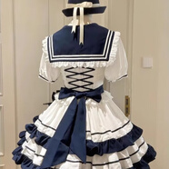 馨瑞緣（XINRUIYUAN）溫柔海軍風(fēng)青春少女蛋糕裙洋裝連衣裙子lolita洛麗塔洋裝連衣 M