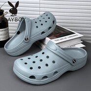 花花公子（PLAYBOY）花園鞋女洞洞鞋男款涼拖夏季新款純色涼鞋情侶包頭沙灘鞋男士 蘭色 36