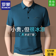 羅蒙高端短袖冰絲t恤男夏季無痕polo翻領(lǐng)免燙商務(wù)休閑彈力爸爸裝 LM6256-藍(lán)綠 4XL 190【建議175-195斤】