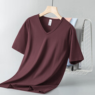 UNI QLO優(yōu)衣庫短袖t恤男裝夏季V領(lǐng)純色上衣服涼感透氣半袖體恤衫 酒紅V領(lǐng)短袖 5XL 【建議180-200斤】