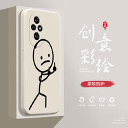 奔創(chuàng  )榮耀200手機殼榮耀200Pro液態(tài)殼榮耀20Pro全包軟硅膠防摔保護套新款鏡頭 榮耀200【古董白-YT440火柴人】
