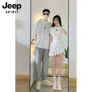 JEEP SPIRIT吉普情侶裝時尚夏裝2025新款夏季短袖t恤男裙子套裝設計感小眾 白色 S 男【100-115斤左右】