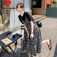 皮爾卡丹（pierrecardin）碎花假兩件吊帶連衣裙女夏季2025超火減齡高級(jí)感遮肉顯瘦孕婦裙子 花色版 L 121-135斤