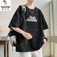 啄木鳥(niǎo)夏季胖子短袖t恤男士加肥大碼寬松五分半袖體恤青年港風(fēng)上衣男潮 QCC-B607-8883黑色 6XL (195-215斤）