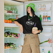 Mmlg【明星同款】87mm 7A抗菌純棉短袖T恤女夏季新款韓系體恤情侶上衣 黑色 L