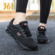 361°女鞋運動(dòng)鞋2025冬季新款網(wǎng)面鞋透氣女士361°休閑旅游鞋跑步鞋子 曜石黑/玫瑰金-14 35