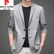 皮爾卡丹（pierre cardin）2025夏季超薄款休閑西服男防曬透氣冰絲小西裝上衣單西外套 灰色（夏季） 超薄款 M 170 (體重120斤及以下)