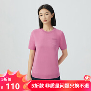 哥弟真的好（GIRDEAR）女裝簡約圓領(lǐng)短袖醋酸T恤針織衫女A301279 玫粉 S (2碼)