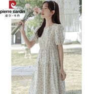 皮爾卡丹（pierre cardin）森系圓領(lǐng)田園風(fēng)碎花短袖連衣裙女夏季2025新款泡泡袖超仙長(zhǎng)裙裙子 碎花 S