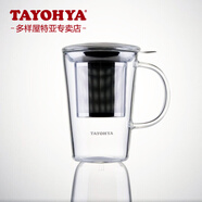 多樣屋（TAYOHYA）明雅耐熱玻璃水杯茶隔過濾泡茶耐熱透明杯花茶杯切面馬克杯 惠友 400ml 1只