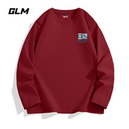 GLM白色長(cháng)袖t恤男春秋季重磅男裝打底衫純棉吸汗寬松大碼男士衣服