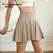 蜜莎蜜拉（Mirza Mirror）高顏值運動短裙女含內(nèi)襯防走光瑜伽遮擋半身裙網(wǎng)球訓(xùn)練健身褲裙潮 斑鳩灰 S (