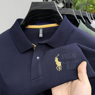 圣大保羅;SANTA BARBARA POLO & RACQUET CLUB保羅商務(wù)休閑上衣長袖男裝跨境新款刺繡男士純棉2025體恤 藏青 170/L[120-135斤] 均碼