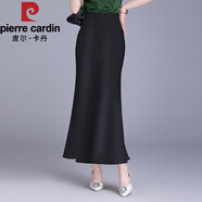 皮爾卡丹（pierre cardin）醋酸魚尾裙半身裙女2025夏季新款高腰包臀裙中長款修身顯瘦一步裙 黑色 L 110-130