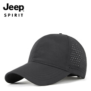 吉普（JEEP）大頭圍速干網(wǎng)眼鴨舌帽男夏季薄款遮陽(yáng)防曬帽加大加深運(yùn)動(dòng)棒球 黑色 2XL 特大(62-68)身高190以上或