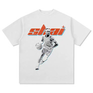 NBA KIDS-NBA亞歷山大美式復(fù)古數(shù)碼直噴印花圓領(lǐng)短袖水洗做舊高街潮純棉T恤男 純白-1 L