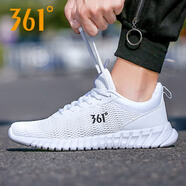 361°男鞋夏季運(yùn)動(dòng)鞋男網(wǎng)面透氣跑步鞋子361度學(xué)生休閑鞋輕便減震跑鞋 361度白/曜石黑2261F 44