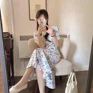 俞兆林桔梗法式茶歇初戀淡雅碎花連衣裙2025夏季新款簡(jiǎn)約收腰顯瘦中長(cháng)裙 碎花連衣裙 2XL