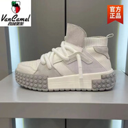 西域駱駝男鞋秋冬季防滑厚底增高時(shí)尚潮男休閑鞋工裝鞋高幫時(shí)尚百搭滑板鞋 白色 春秋單鞋 38