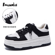 非謎（Fallinmiss）電波鞋白色厚底增高板鞋夏新款休閑鞋子透氣百搭小白鞋女ins 米黑 35