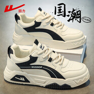 回力官方男鞋經(jīng)典板鞋男戶(hù)外運(yùn)動(dòng)鞋男士休閑鞋男皮面鞋子男 米黑色 39